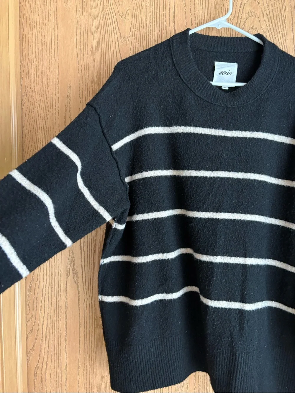 aerie Black Sweater with Cream Stripes - Picture 3 of 4